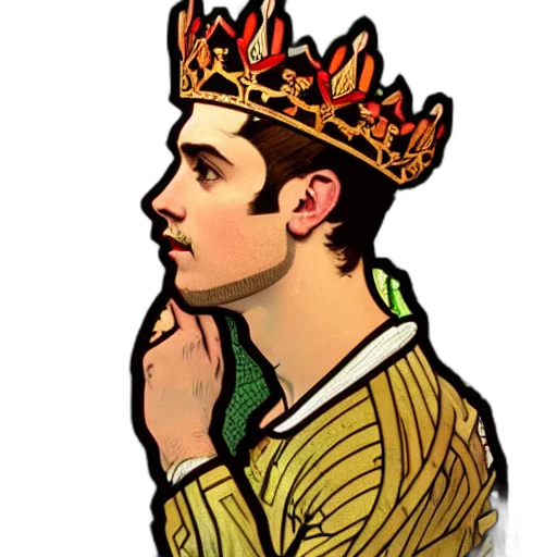 crown, cartoon, photorealistic, pixel art, concept art, beautiful, detailed, portrait transparent PNG cut-out