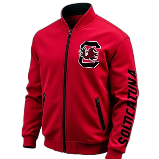 jacket, red, black, design, featuring, south, carolina, logo transparent PNG cut-out