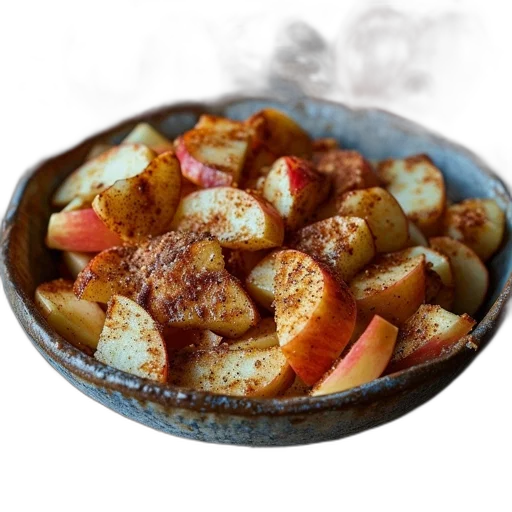 food, image, bowl, seasoned, golden-brown, sliced, apples, whole transparent PNG cut-out