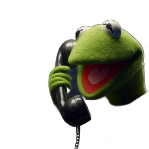 staff, animal, kermit, frog, holds, telephone, receiver, standing transparent PNG cut-out
