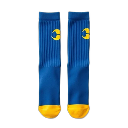 pair, blue, socks, yellow, logo, left, sock, toe transparent PNG cut-out