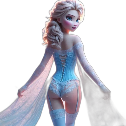 dress, concept art, fantasy art, 3d render, comic book art, blue, pastel, animated transparent PNG cut-out