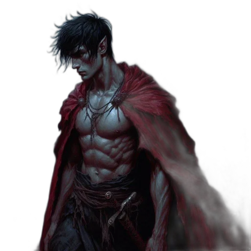 fantasy art, concept art, comic book art, cyberpunk, red, dark, monochrome, muscular transparent PNG cut-out
