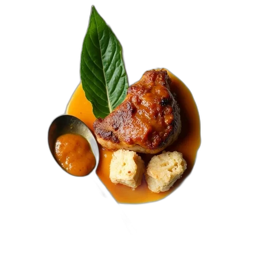 food, photorealistic, plate, variety, items, including, piece, meat transparent PNG cut-out