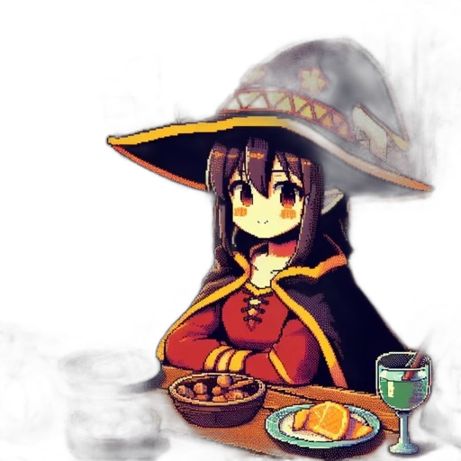 food, hat, staff, dragon, pixel art, anime, fantasy art, concept art transparent PNG cut-out