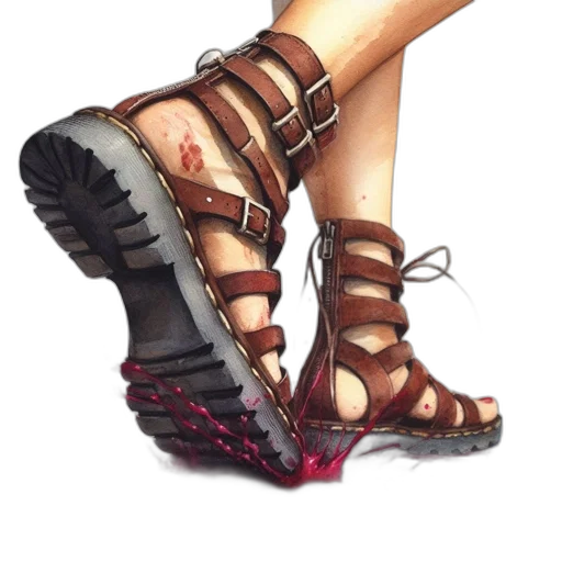 shoes, weapon, jewelry, watercolor, concept art, fantasy art, pixel art, dark transparent PNG cut-out