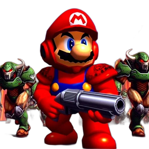 weapon, robot, concept art, 3d render, pixel art, mario, donning, appearance transparent PNG cut-out