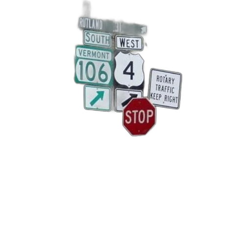 car, 3d render, concept art, stop, sign, surrounded, street, signs transparent PNG cut-out