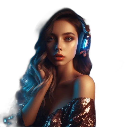 jewelry, face, dress, hair, fantasy art, photorealistic, concept art, cyberpunk transparent PNG cut-out