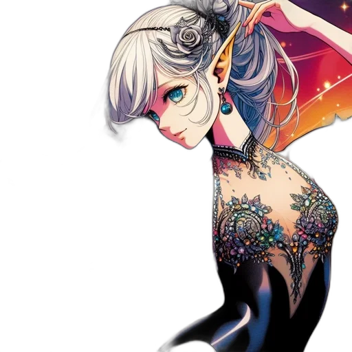 staff, dress, jewelry, mask, concept art, fantasy art, pixel art, anime transparent PNG cut-out