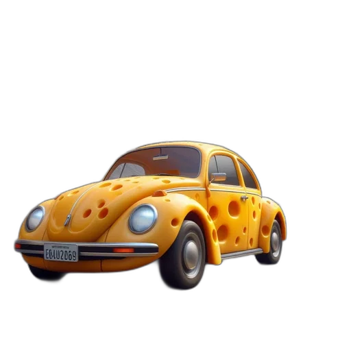 car, food, animal, robot, 3d render, concept art, photorealistic, cheese-like transparent PNG cut-out