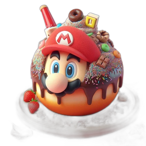 food, hat, crown, 3d render, concept art, photorealistic, fantasy art, mario transparent PNG cut-out
