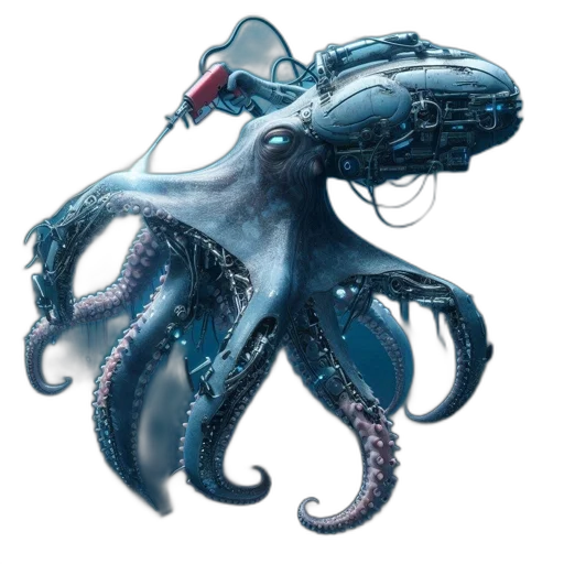 creature, animal, robot, staff, concept art, 3d render, fantasy art, mechanical transparent PNG cut-out