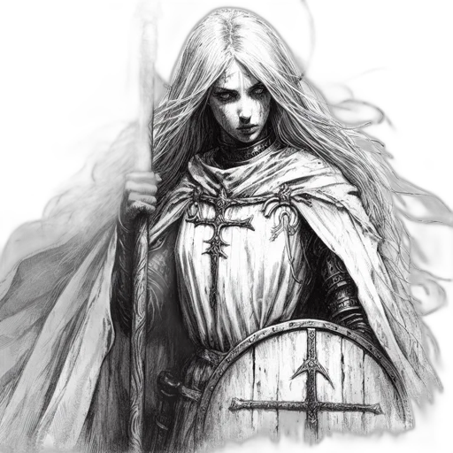 sword, dress, face, fantasy art, concept art, comic book art, pencil sketch, monochrome transparent PNG cut-out