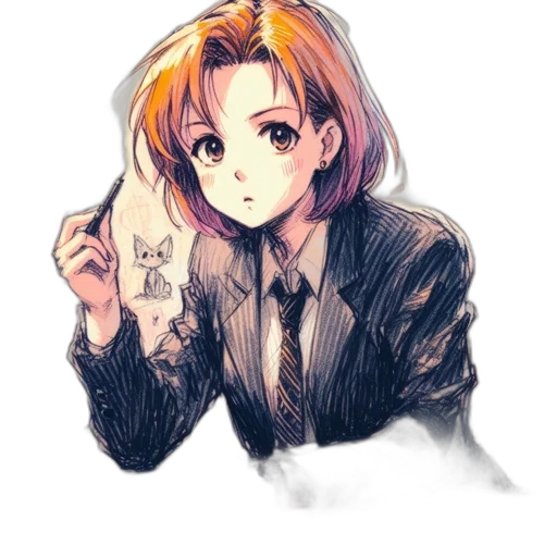 jacket, staff, weapon, umbrella, anime, watercolor, cartoon, pixel art transparent PNG cut-out