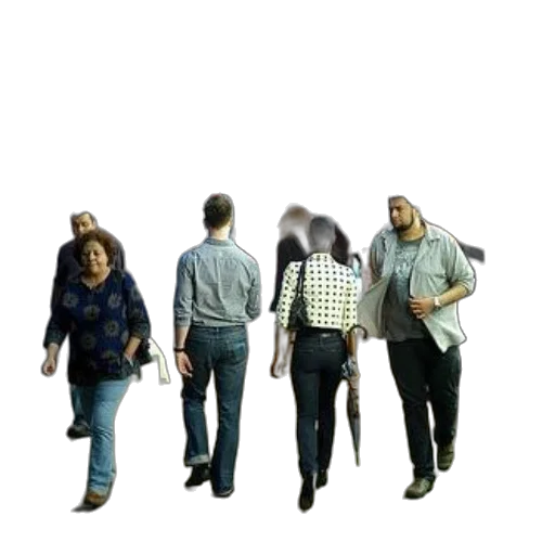 staff, jacket, umbrella, 3d render, concept art, group, people, walking transparent PNG cut-out