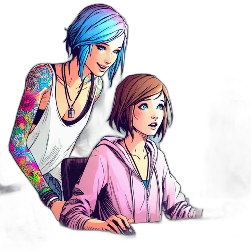 concept art, comic book art, cyberpunk, cartoon, neon lights, fire, blue, pastel transparent PNG cut-out