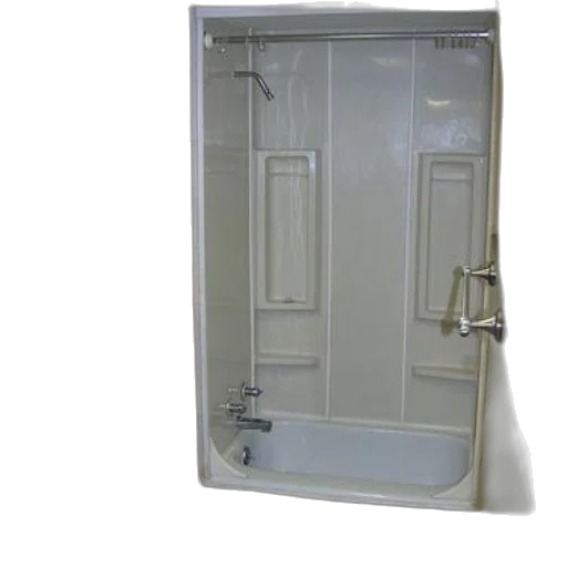 furniture, bathroom, white, shower, tub, combo, wooden, door transparent PNG cut-out