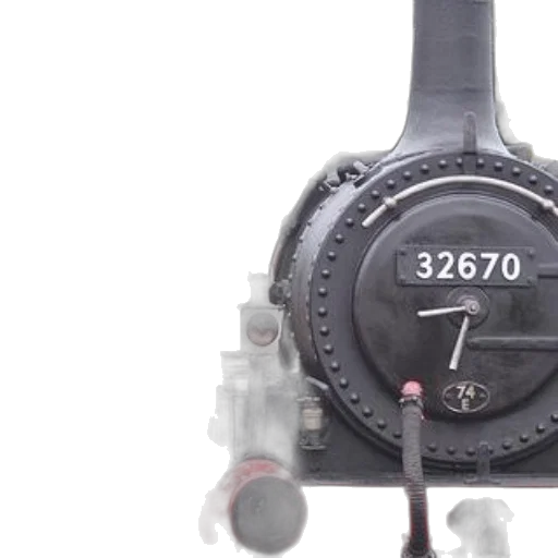 weapon, 3d render, vintage, steam, locomotive, numbered, 32670, parked transparent PNG cut-out