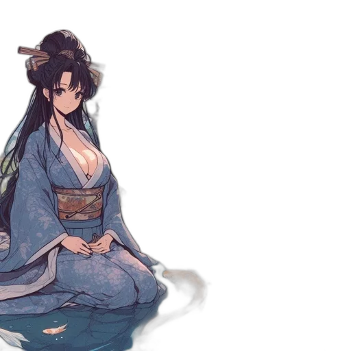 dress, staff, concept art, fantasy art, anime, pixel art, blue, dark transparent PNG cut-out