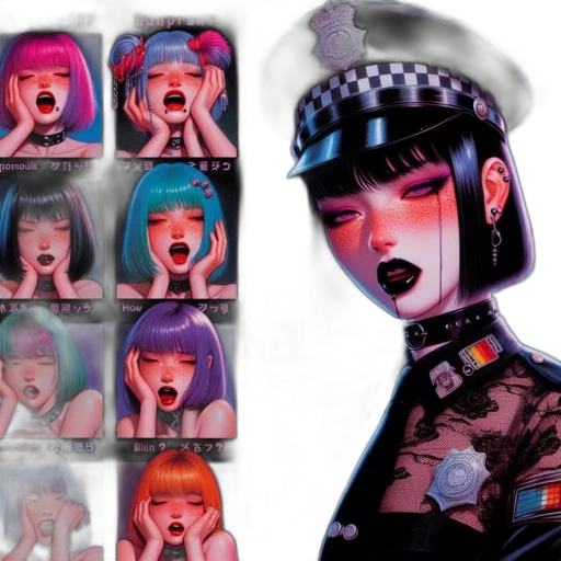 robot, face, mask, concept art, cyberpunk, comic book art, vaporwave, neon lights transparent PNG cut-out