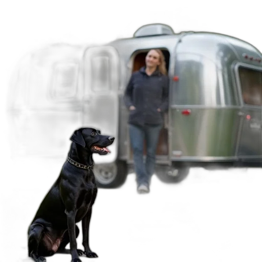 photorealistic, 3d render, concept art, black, dog, sitting, sidewalk, next transparent PNG cut-out