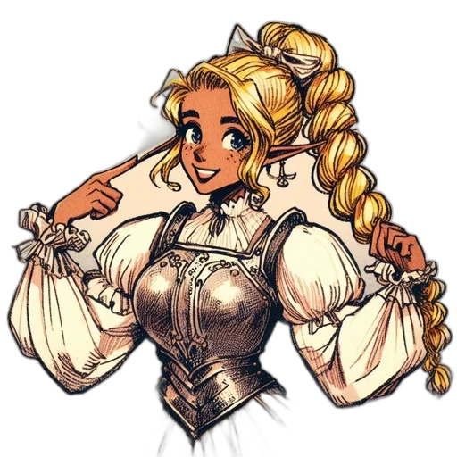 staff, dress, crown, pixel art, concept art, fantasy art, cartoon, monochrome transparent PNG cut-out