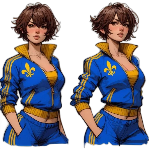 jacket, concept art, pixel art, comic book art, fantasy art, blue, colorful, golden transparent PNG cut-out