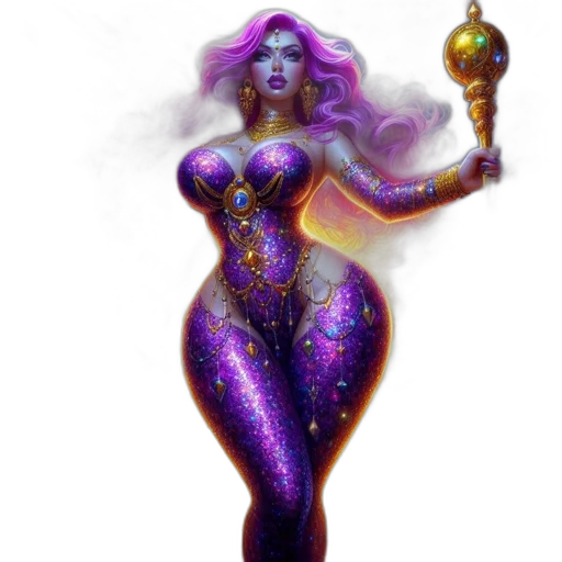 dress, jewelry, staff, fantasy art transparent PNG cut-out