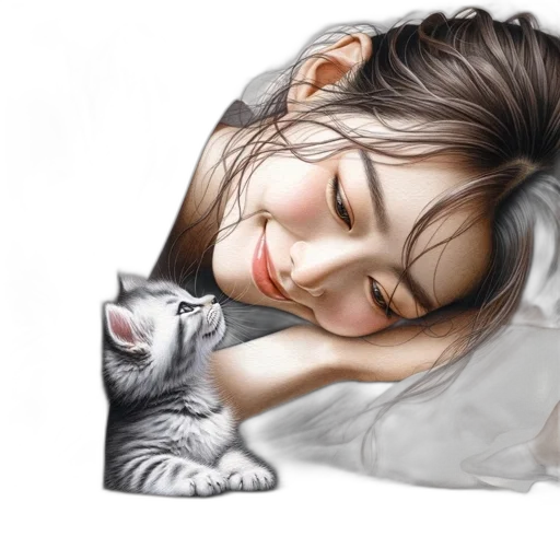 photorealistic, oil painting, pencil sketch, fantasy art, rain, young, woman, reclines transparent PNG cut-out