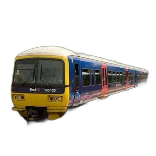 weapon, photorealistic, 3d render, blue, yellow, train, number, 165120 transparent PNG cut-out