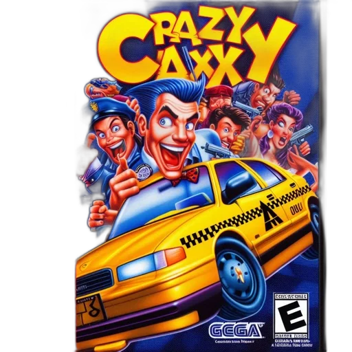 car, concept art, sega, genesis, crazy, taxi, game, box transparent PNG cut-out