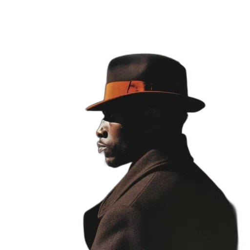 hat, jacket, face, staff, photorealistic, concept art, 3d render, dark transparent PNG cut-out