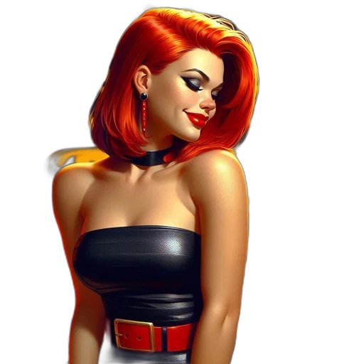 comic book art, pixel art, concept art, fantasy art, red, image, portrays, woman transparent PNG cut-out