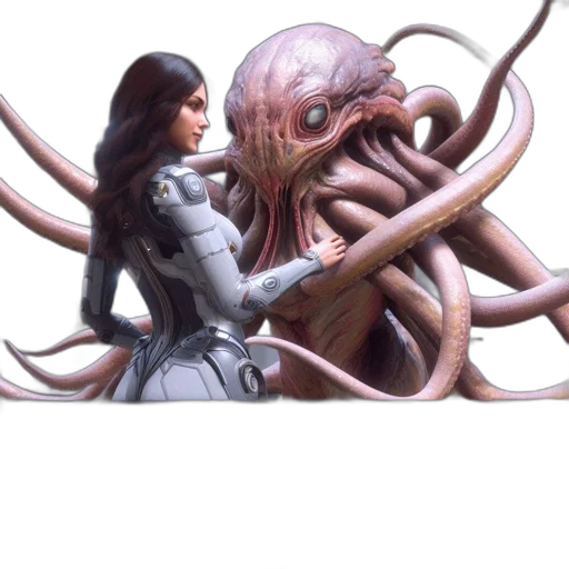 creature, hair, animal, robot, concept art, fantasy art, comic book art, 3d render transparent PNG cut-out