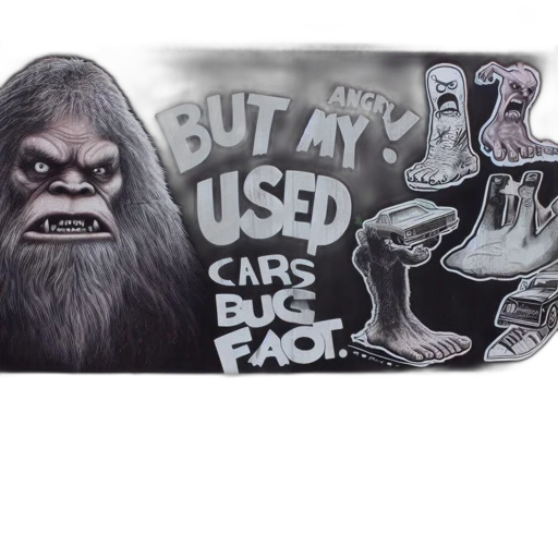 car, mask, shoes, concept art, outdoor, billboard, features, sasquatch-like transparent PNG cut-out