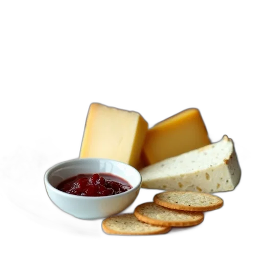 food, crown, 3d render, photorealistic, white, plate, variety, cheeses transparent PNG cut-out