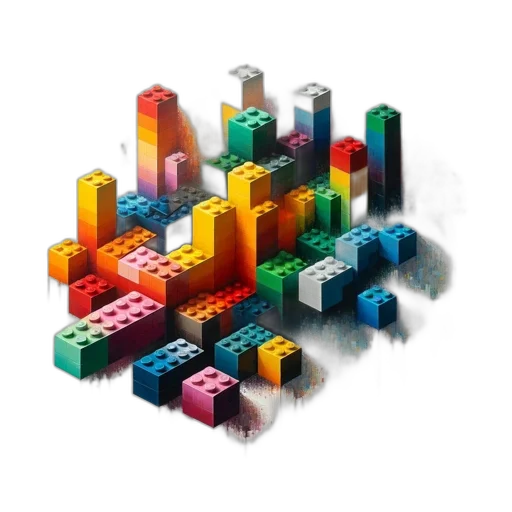 building, 3d render, pixel art, concept art, colorful, neon, vibrant, multicolored transparent PNG cut-out
