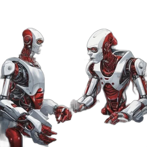 robot, concept art, 3d render, comic book art, red, futuristic, lab, control transparent PNG cut-out