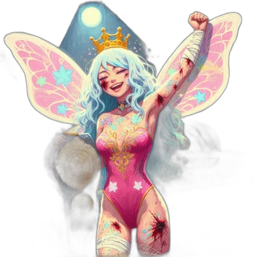 fantasy art, concept art, pixel art, comic book art, pastel, female, wrestler, long transparent PNG cut-out