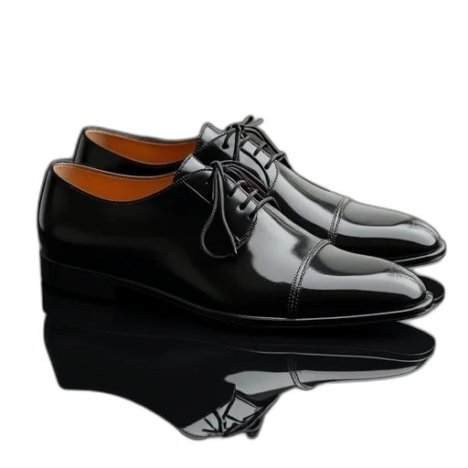 shoes, photorealistic, black, patent, lace, derby, shoe transparent PNG cut-out