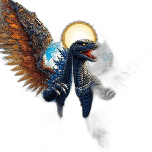 dragon, jewelry, sword, animal, fantasy art, concept art, photorealistic, 3d render transparent PNG cut-out