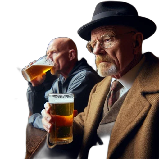 photorealistic, concept art, older, man, brown, coat, hat, enjoys transparent PNG cut-out
