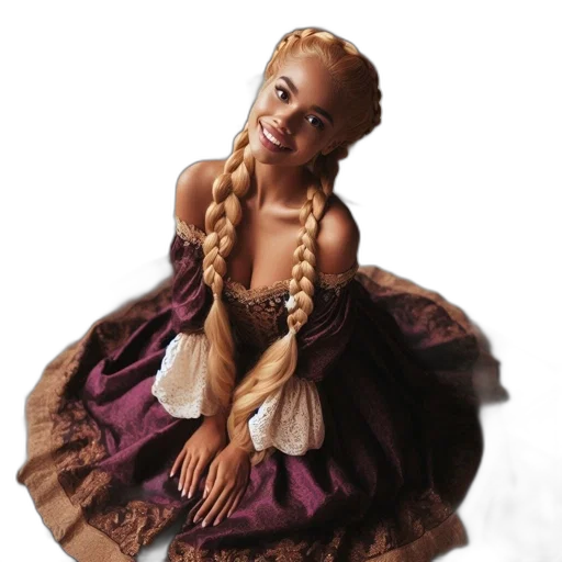 dress, crown, hair, photorealistic, 3d render, concept art, fantasy art, young transparent PNG cut-out