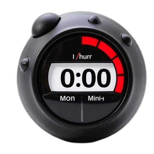 black, white, digital, timer, red, circular, display, showing transparent PNG cut-out