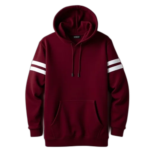 jacket, red, burgundy, hoodie, white, striped, sleeves transparent PNG cut-out
