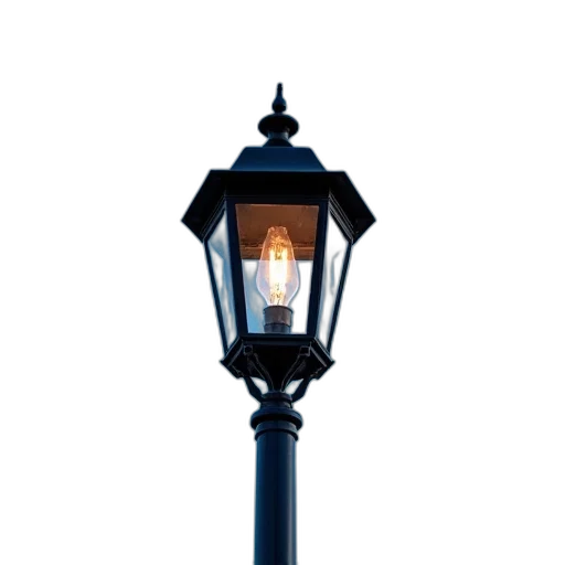 staff, 3d render, photorealistic, black, metal, lantern-style, street, light transparent PNG cut-out