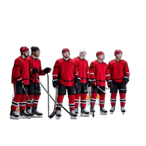 staff, robot, jacket, concept art, group, hockey, players, red transparent PNG cut-out