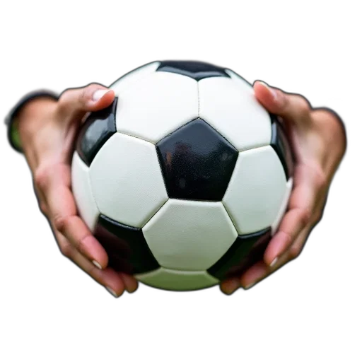 weapon, close-up, view, person, hands, holding, soccer, ball transparent PNG cut-out