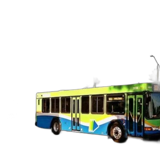 3d render, concept art, photorealistic, vibrant, green, blue, bus, stylized transparent PNG cut-out
